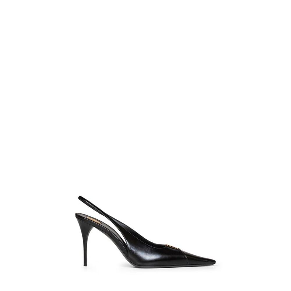Saint Laurent Women Black Leather Babylone 90 Slingback Pumps